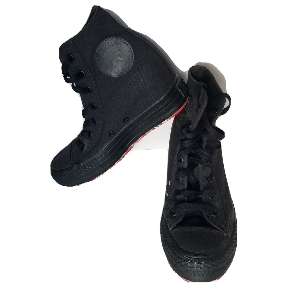 CONVERSE Chuck Taylor All Star Platform Plus Hidden Wedge Hi-Top Black Sz 6.5